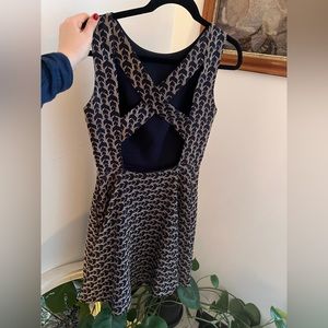 A-line Navy dress with Cross Back and White Stitching from Zara 🪢⚓️🧵🪡